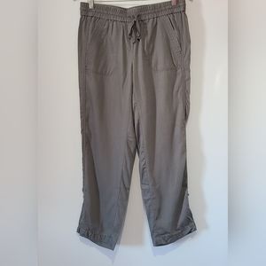 LOFT Lounge gray 💯% lyocel convertible hem relaxed fit neutral pants, sz S